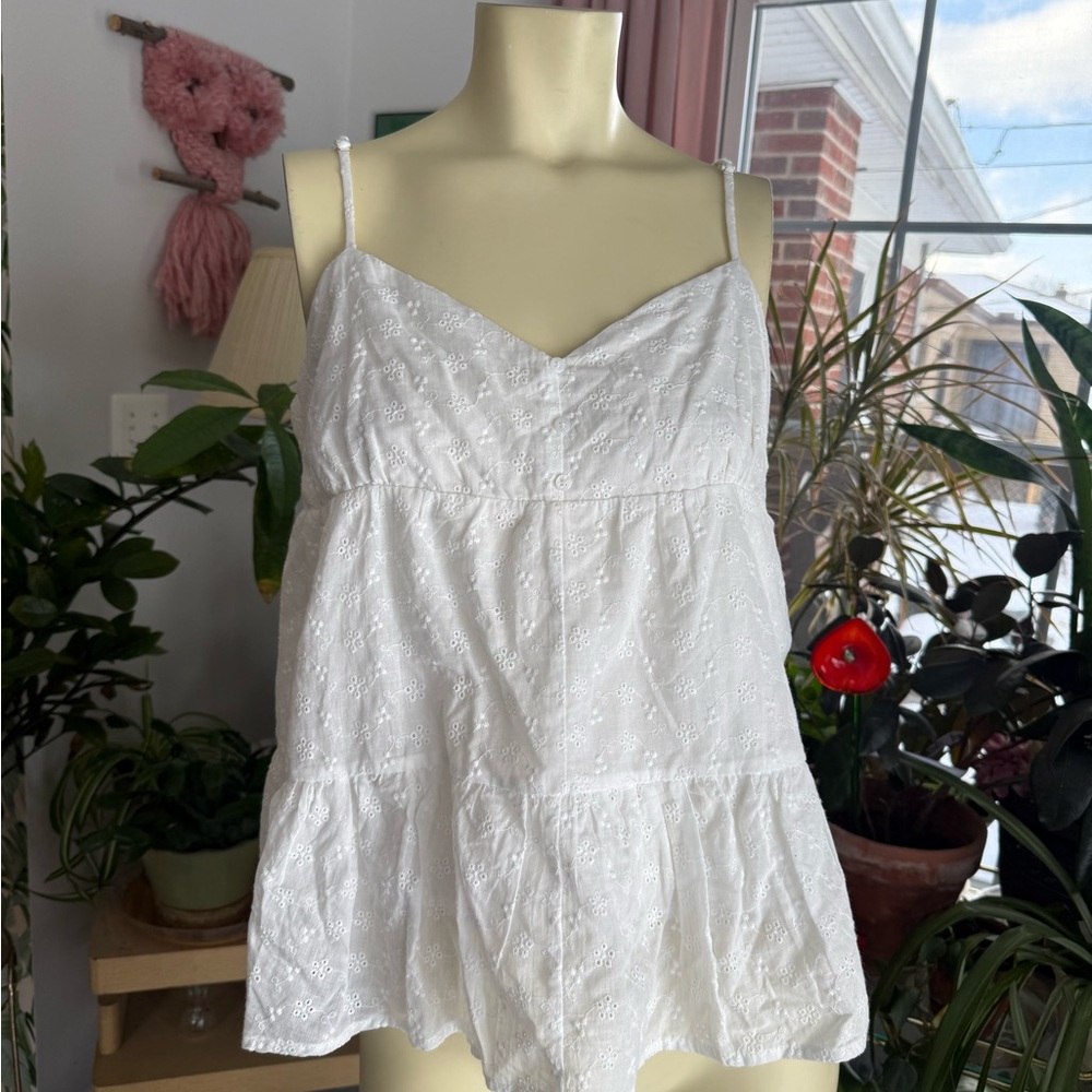 Lush Eyelet Boho Peasant Tank – Large – NWT